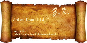 Zahn Kamilló névjegykártya